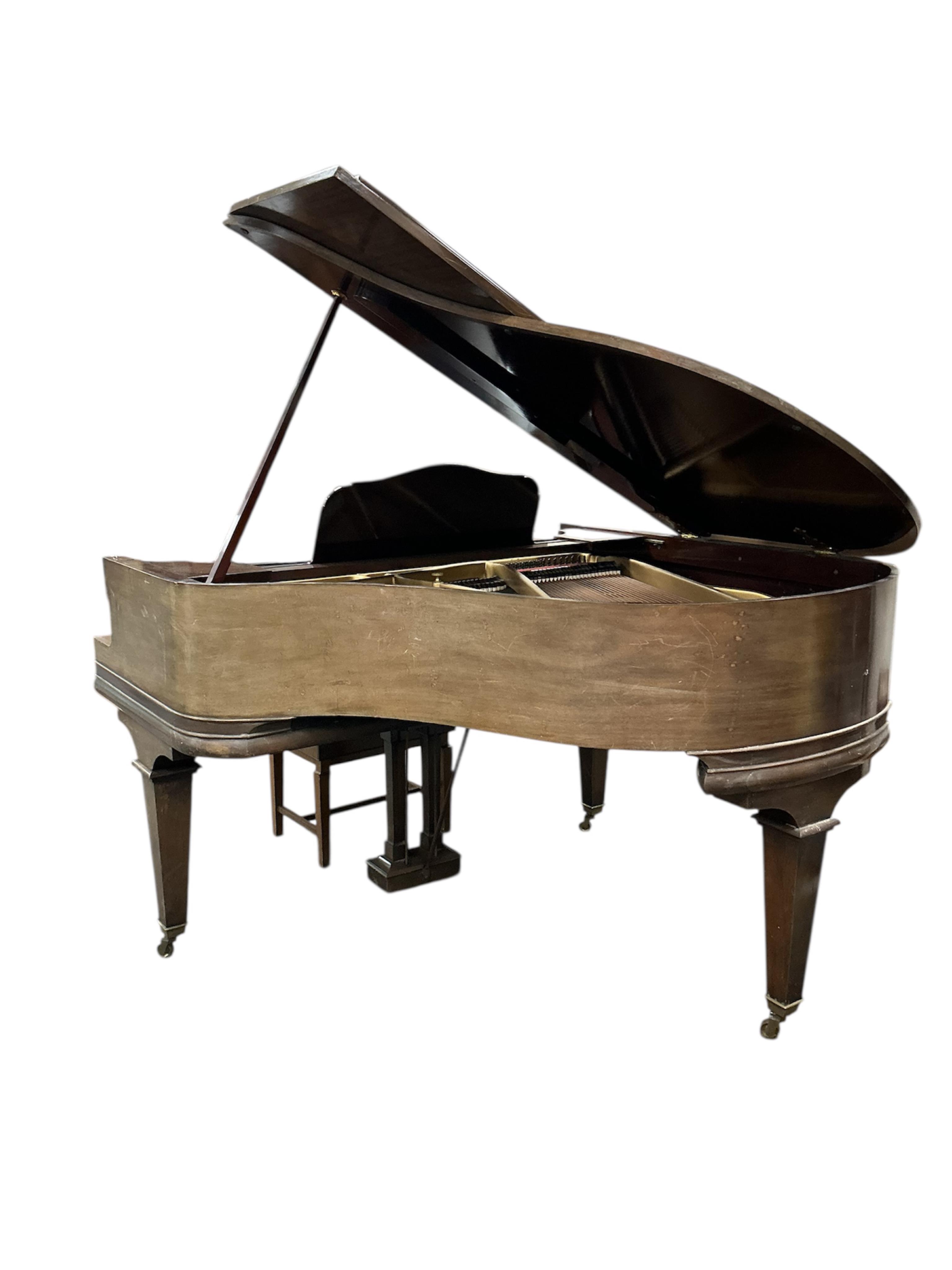 A mid 20th century Steck bopudoir grand piano, width 150cm, length 144cm, height 100cm together with an adjustable piano stool